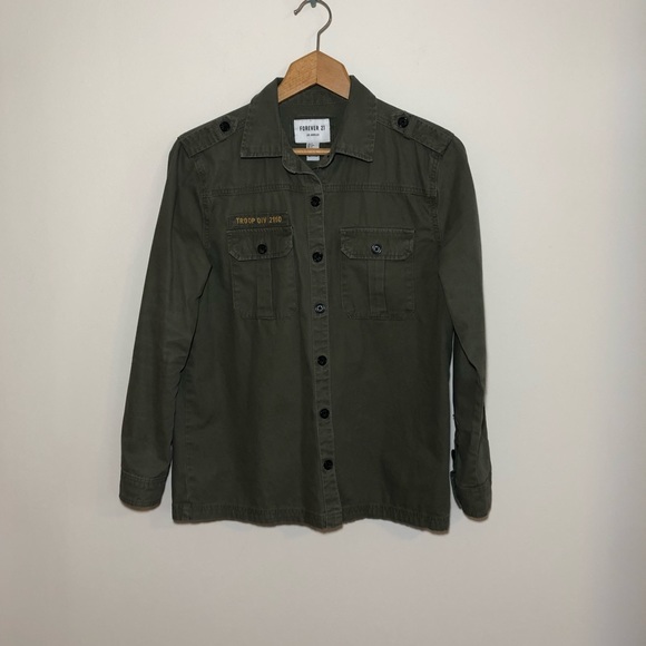 Forever 21 Utility Military Style Button Down Shirt Jacket - Picture 7 of 11